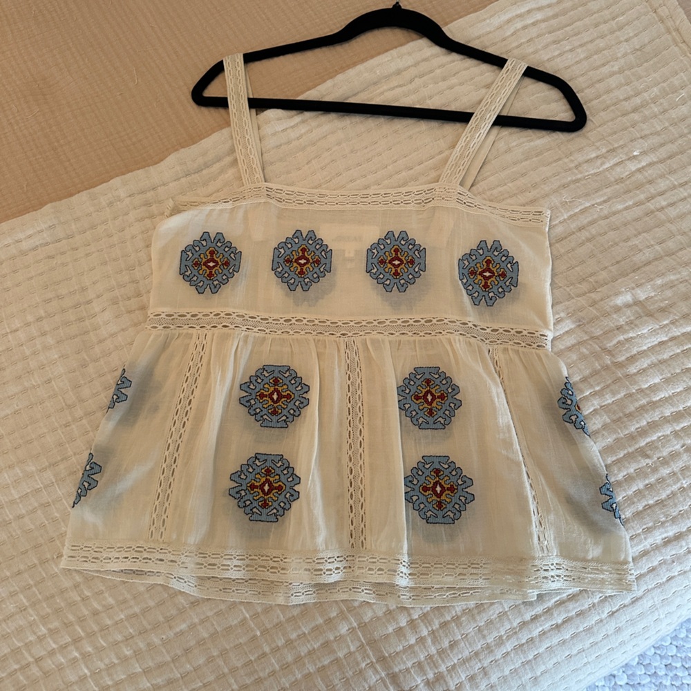 The Great - Roam Top with Folklore Embroidery - size 0